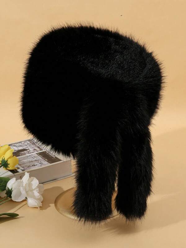 1pc Autumn/Winter Fashion New Fluffy Soft Fluffy Outdoor Casual Warm Men Hat, Solid Color Fabric Fine Velvet Winter Warm