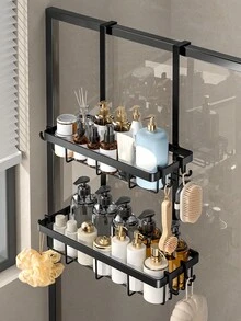 1pc Bathroom Rack, Glass Door Hanger - Bathroom Shower Supplies Storage Rack, Can Hang Towels, Bath Balls, Razors, Storage Rack, Halloween, Christmas Decoration Gift Bathroom Accessories Bathroom Tools