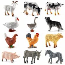 Modelos realistas en miniatura de animales de granja, incluyendo pollo, pato, ganso, caballo y vaca, adecuados para regalos de vacaciones, educación científica y desarrollo cognitivo, regalos de Navidad y Halloween