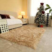 1pc Fluffy Area Rug, Multiple Colors Available, 120cm X 80cm, Non-Slip, Handwash & Machine Washable, Suitable For Autumn/Winter, Rectangular Carpet For Living Room, Bedroom, Bedside, Sofa, Wedding, Christmas, Fireplace, Dining Table, Outdoor Patio, Plush Soft Luxury Home Decor Kitchen Rug