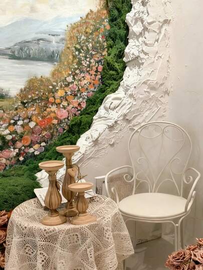 新款设计师心形复古木质烛台，家居装饰，桌面摆件