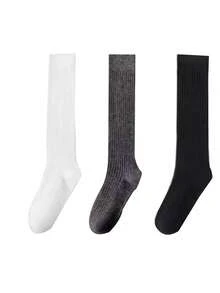 1/2/3 Pairs Women Calf Socks, Sexy Knee HighSocks, Solid Color Long Boot Socks For Spring, Summer,Autumn.Warm Calf Socks,Fall