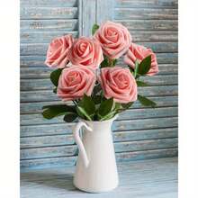 50pcs Artificial Flowers Peach Pink Roses Real Looking Fake Flowers Foam Roses W/Stem DIY Wedding Bouquets Centerpieces Baby Shower Party Holiday Christmas Home Decorations - 50枝粉紅玫瑰 - 查看 10