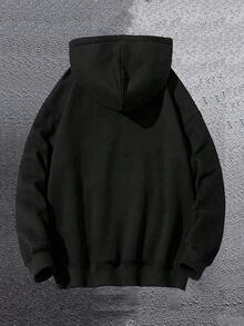 Sudadera con capucha para hombre, deportiva y moderna, con forro polar y bolsillo canguro |   Gráfico de águila volando, ligera y cómoda, perfecta para deportes y uso casual, fácil de usar, esencial para todas las estaciones - Negro - Ver 2