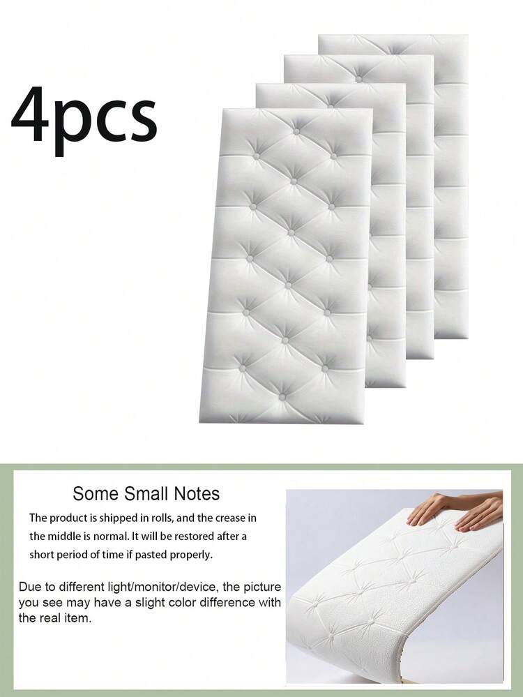 Self-Adhesive 3D Design, Elegant Rhombus Pattern Decorative Cushion Wall Sticker For Tatami Bed Headboard, Soft Padding, Black And White, Suitable For Bedroom And Living Room Decor, Foam Wall Panels For Room, Leather-Wrapped Decorative Collision-Proof Wall Padding, Wall Covering For Bedroom Headboard, Ensuring Safety - Multicolor - View 18