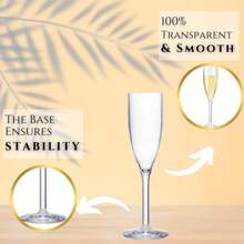 亚克力香槟杯、5 盎司不易碎高脚杯、可重复使用的香槟敬酒杯、透明香槟杯、优雅的塑料马提尼酒杯 - 非常适合鸡尾酒、香槟和甜点 - 可重复使用、慕斯杯、