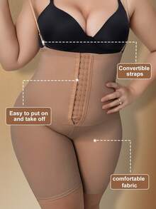 Short moulant GRANDE TAILLE Gaine amincissante sans couture pour les cuisses avec contrôle du ventre et bretelles réglables pour femmes - Camel - Voir 7