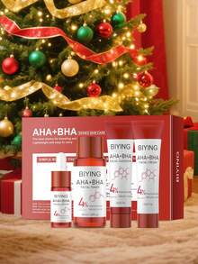 (Regalo de Navidad, Halloween, Acción de Gracias) Estuche de regalo de cuidado de la piel Mooyam AHA + BHA Juego de 4 piezas: Limpiador, Esencia, Crema Esencia, Tónico, Hidratante y Iluminador, Nutritivo y Humectante. Estuche de regalo de cumpleaños, estuche de cuidado de la piel para viajes