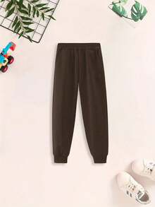 Boys' Sweatpants Athletic Pants, Versatile Bottoms With Pockets And Ribbed Cuffs, Suitable For Spring, Autumn And Winter