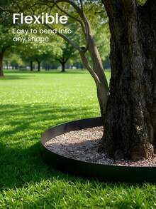 Borde de jardín flexible de 4 pulgadas de altura con picos de anclaje de acero galvanizado y kit de borde de césped para cama de flores, camino, proyecto de paisajismo, negro - Negro - Ver 3