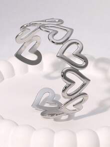 1pc Vintage Geometric Design Non-Fading Mother's Day Gift Titanium Steel Open Bangle - Silver - View 6