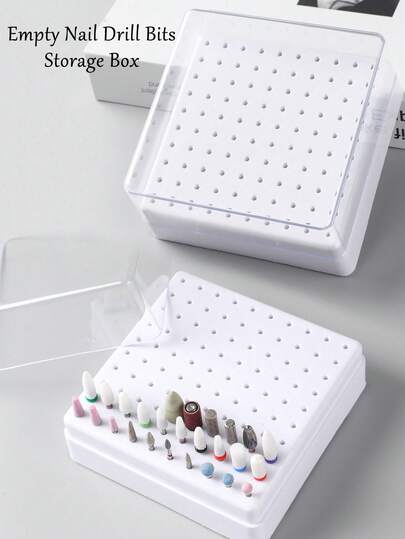 FULL BEAUTY 100孔白色空美甲钻头收纳盒磨光头钻头架展示架美甲钻头收纳盒塑料美甲架美甲用品