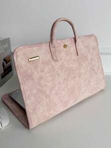 EIGIIS 1pc Slim Shockproof Laptop Sleeve For 14/15.6/16 Inch Notebook, Pink Business Carry Case For Women, Fashion Simple Portable Laptop Bag