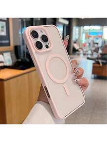 粉色磁吸透明手机壳，兼容 16、15、14、13、12、11 Pro Max、14、15、16 Plus、12、13 Mini、XS Max、XR、X、XS、7 和 8 Plus，以及 Galaxy S25、S24FE、S23FE 和 S22 Ultra Plus。采用纤薄透明设计，支持磁吸无线充电。粉色弹簧边框礼盒装。 - 粉色 - 查看 3