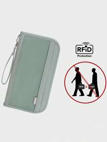 Multi-Functional RFID Blocking Travel Document Pouch With Zipper Closure, Storage Passport Bag, Anti-Theft Brush, Ideal For Bank Card, Passports, Tickets, Change And Cards, Travel Essentials, Secure Closure Holiday Vacation Passport Cover Passport Holder For Women For Family - Multicolor - View 7