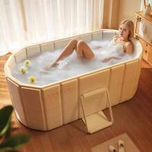 Milky Way Foldable Soaking Bathtub For Adults, Portable Large Size PVC Material Hot Tub With Thermal Insulation, Ideal Home SPA And Relaxation Spa Bath For Comfortable Use - 1.5m Gold With Cover - View 2