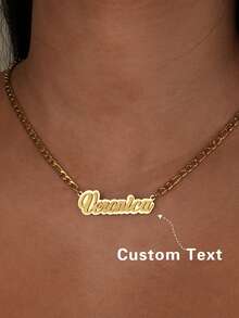 优雅、百搭、时尚奢华、简约别致、青春、美丽、性感定制金色哑光花瓣名字文字项链、生日礼物、个性化礼物、周年纪念礼物、定制珠宝、周年纪念礼物、送给朋友、家人、爱人的礼物、适合派对、旅行 - 金色底面磨砂 - 查看 1