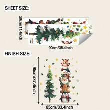 2 szt. 29*90 cm, naklejki ścienne z motywem choinki z kreskówki, Świętego Mikołaja, bałwana, piernikowego ludzika z PVC, wystrój domu