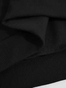 Felpa con stampa di un disegno semplice di una testa di cavallo che bacia una ragazza, per ragazzi/ragazze, con spalle scese, vestibilità comoda, casual, versatile, sportiva, stile college, per bambini, oversize, top a maniche lunghe - nero - Visualizzare 6