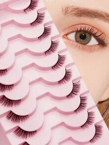 7-10-14-20 pares de pestañas naturales para gatos, pestañas set de pestañas, pestañas postizas, pestañas cómicas, pestañas transparentes y esponjosas, pestañas postizas, pestañas falsas, pestañas esponjosas, grupos de pestañas postizas, pestañas de visón, kits de pestañas kit de extensiones, pestañas esponjosas, pestañas puntiagudas - Negro - Ver 14