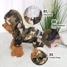 1 件迷彩可调节宠物狗雨衣狗狗雨衣涤纶小狗防水连帽雨衣带条纹反光，4 条腿设计带牵引绳孔，适合小型中型大型犬 - 彩色 - 查看 8