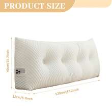 Soft Headboard Pillow Bed Wedge Pillow For Headboard With Side Pockets Dorm Headboard Twin Full Queen King Backrest Pillow, Bed Bolster Pillows For Back Support With Removable Cover - 奶油白 - 查看 9