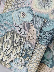 Chaqueta bomber con bordado jacquard de flores y pájaros | Chaqueta casual de corte holgado con estampado retro todo sobre todo de animales con cremallera para vacaciones