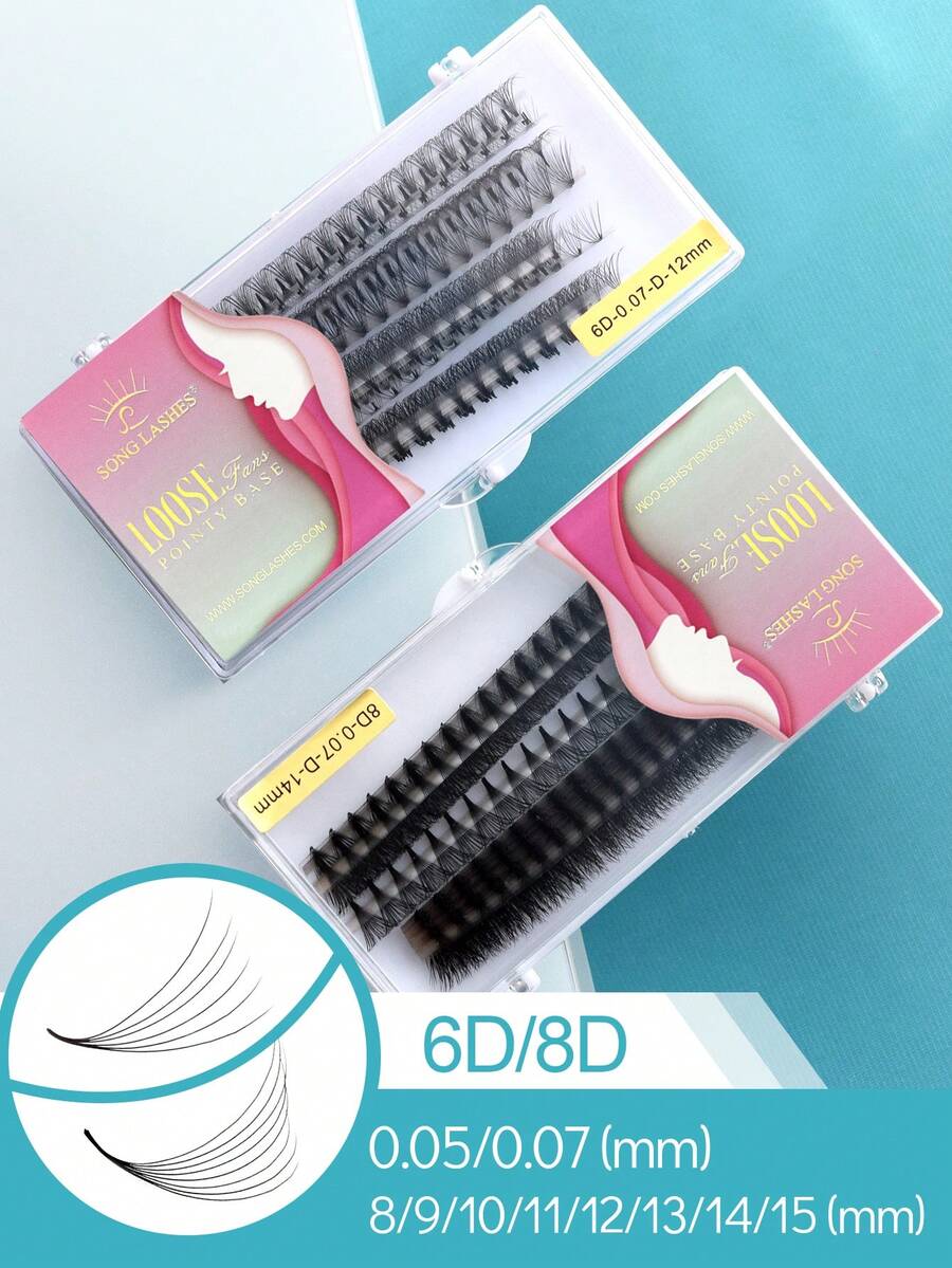 Lashes 6D To 8D C Curl Ultra Speed Pointy Base Promade Fans Eyelash Extensions Premade Fans 500 Fans Per Box - C - View 1