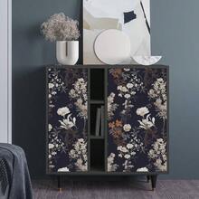 Floral Peel And Stick Wallpaper Vintage Floral Contact Paper 16.1inchx118.1inch Boho Flower Removable Wallpaper Dark Flower Self Adhesive Contact Paper Cabinets And Drawer Vinyl Roll - 16.1 英寸 x 118.1 英寸 - 查看 4