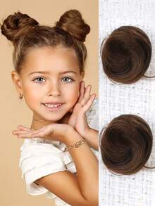 2 pezzi Chignon ricci sintetici per capelli da bambini, fermagli per acconciature raccolte e disordinate