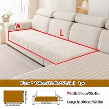 1pc Thick Warm Solid Color Milk Velvet Sofa Cushion, Style Pet-Friendly Anti-Dirty Anti-Slip Sofa Cover, Autumn/Winter Anti-Scratch Sofa Protector Suitable For L-Shaped Combination Sofa And 1/2/3/4 Seat Sofa (Single Piece Sold) - Beige - View 10