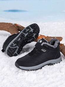 Autumn/Winter Casual Sports Shoes, Teenager & Couple Shoes, Campus Student Outdoor Sports Running Shoes, Hiking Shoes, Snow Boots, Wear-Resistant Anti-, Convenient Hook And Loop Closure - Black - View 6