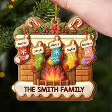 Custom Acrylic Ornament - Personalized Christmas Birthday Gifts For Mom, Dad, Kids - Home Is Our Christmas Heart