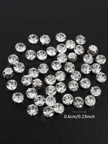4mm, 5mm, 6mm, 7mm, 8mm White Glass Crystal Rhinestones With Silver Claw Base, Stainless Steel 4-Hole Claw Silver Base Glass Crystal Rhinestones, High Quality Non-Snagging Round Crystal Rhinestones For Clothing And Bag Decoration
