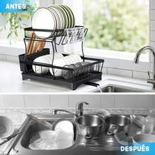 Lavavajillas, lavavajillas de acero inoxidable de 2 etapas, 360. °   Sistema de Drenaje Automático para Escurridor de Cubiertos, Vasos, Vajilla y Accesorios de Cocina - 1 - Ver 3