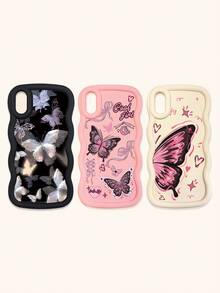 Bộ 3 ốp lưng điện thoại chống sốc hình bướm, viền lượn sóng 3D nổi bật, ốp lưng TPU thời trang, họa tiết lượn sóng sáng tạo và phong cách, bảo vệ toàn diện, chống rơi vỡ, có màu đen, be và hồng, tương thích với iPhone Air/17/17 Pro/17 Pro Max, tương thích với iPhone 13, các dòng điện thoại khác. - Nhiều màu - Xem 25