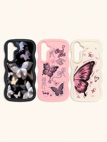 Bộ 3 ốp lưng điện thoại chống sốc hình bướm, viền lượn sóng 3D nổi bật, ốp lưng TPU thời trang, họa tiết lượn sóng sáng tạo và phong cách, bảo vệ toàn diện, chống rơi vỡ, có màu đen, be và hồng, tương thích với iPhone Air/17/17 Pro/17 Pro Max, tương thích với iPhone 13, các dòng điện thoại khác. - Nhiều màu - Xem 21