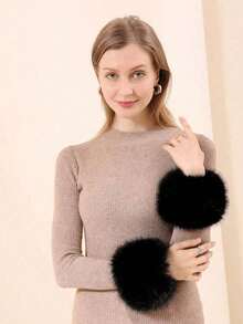 Artificial Fur Short Wrist Cuff Winter Wrist Cuff Warm Plush Wrist Cuff Suitable For Ladies And Girls Love - Multicolor - View 6