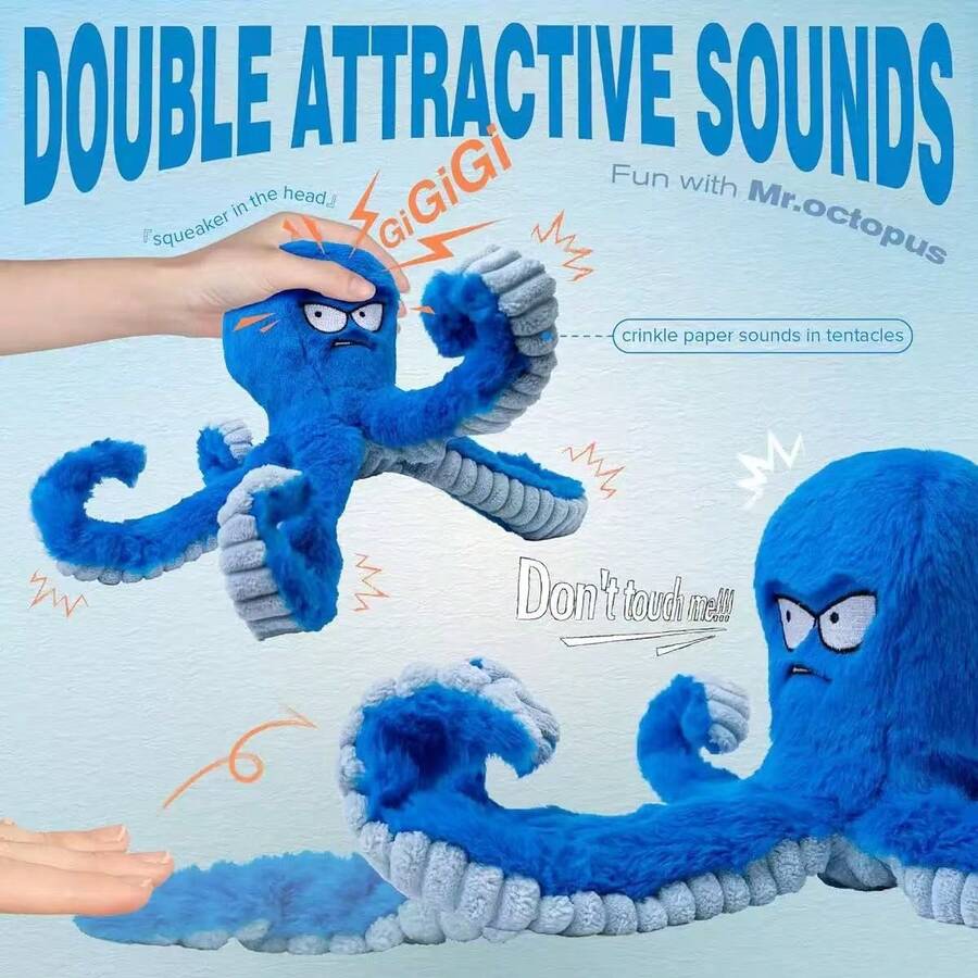 1pc Blue Octopus Plush Doll, Suitable For Small To Medium Dogs, Self ...