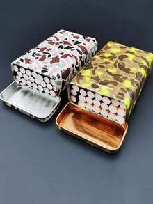 1pc New Metal Leather Textured Compact 20 Cigarette Case Holder, Smoking Accessories, Cigarette Storage, Gifts - Multicolor - View 9