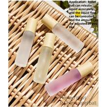 1pc/2pcs/4pcs 10ml (8.5cm/3.35inch*2cm/0.79inch), Precise Spiral Design, Rollerball Dispensing, Precise Application, More Precise Than Spray Bottles, Easy To Carry, Glass & ABS Plastic (ABS Resin) Rollerball Refillable Bottle (Minimalist Style) - Transparent, Wood Grain Detail, Metal Rollerball, Frosted Glass