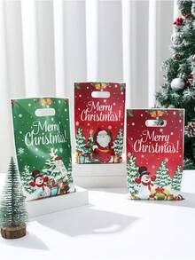 50pcs Merry Christmas Gift Bags, Santa Claus Design Christmas Handbags, Christmas Bags, Christmas Decorations For Home, Christmas Party Decor, Christmas Gift Wrapping Bags, Kitchen Packaging Supplies, Christmas Ornaments, Sweet Bags, Christmas Eve, Party Favors, Winter Decor, Christmas Decor, 2026 New Year Decorations