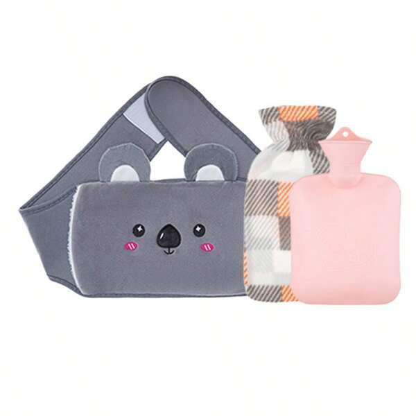 Three Pieces Set Of Cute Koala Pattern Water Filled Warm Waist Belt, Hot Water Bag Warm Waist Belt, Hot Hand Warmer, Waist Warmer, Stomach Warmer, Water Filled Protective Belt, Suitable For Gifting To Mothers And Girlfriends