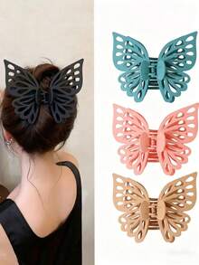 4pcs Women Plain Matte Criss-Cross 8-Shaped Hair Clips, Simple Elegant Chic Hairstyle Accessories For Thin Hair, Medium Size, 2 Beige 2 Dark Brown, Everyday Wear Elegant Claw Clips Casual Hair Claws - Multicolor - View 10