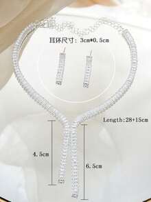 مجموعة مجوهرات من الزركونيا المكعبة 3 قطع للنساء، طقم أقراط إسورة سوار قلادة باللون الفضي، مجوهرات للعروس وحفلات الزفاف والأعياد والعطلات، هدية للزوجة والصديقة والسيدة العاملة