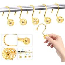 12 Ganchos Dorados para Cortina de Ducha, Anillos Decorativos de Cromo sumergidos en Aceite, Ganchos de Cortina de Ducha de Metal Brillante a Prueba de óxido para Barras de Cortina de baño - 1 - Ver 5