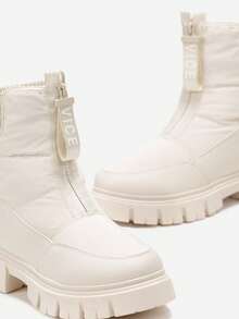 Women's Chunky Platform Snow Boots Casual Winter - Beige - View 5