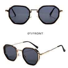 نظارات جديدة بإطار صغير ذو شكل متعدد الأوجه عصرية، ذات معبد معدني مصمم بسيط وشامل، مناسبة للارتداء اليومي وحفلات العطلات