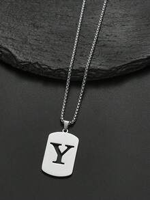 1pc Titanium Steel Letter Pendant Necklace, Minimalist Versatile 26 English Alphabet Small Design Necklace, Accessory, Gift For Christmas, New Year, Valentine's Day - Multicolor - View 37