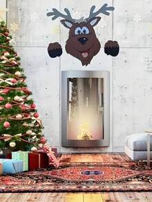 2 pièces Sonde de clôture de Noël - Conception du Père Noël et du cerf, décorations de jardin extérieur, idéal pour les célébrations de vacances à la maison et dans la cour, décorations de Noël extérieures, décorations de cour, conception d'animaux joyeux